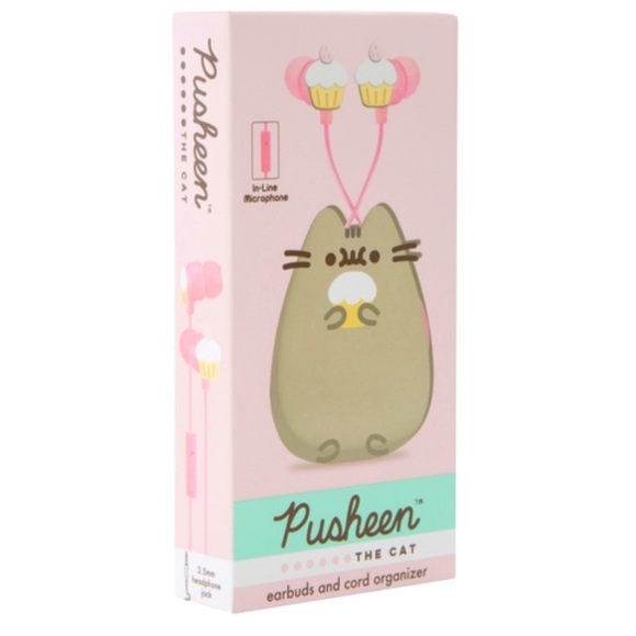 Pusheen the Cat Wired Earbuds Kawaii Pink Gray Headphones NIB New In Box - Picture 5 of 7